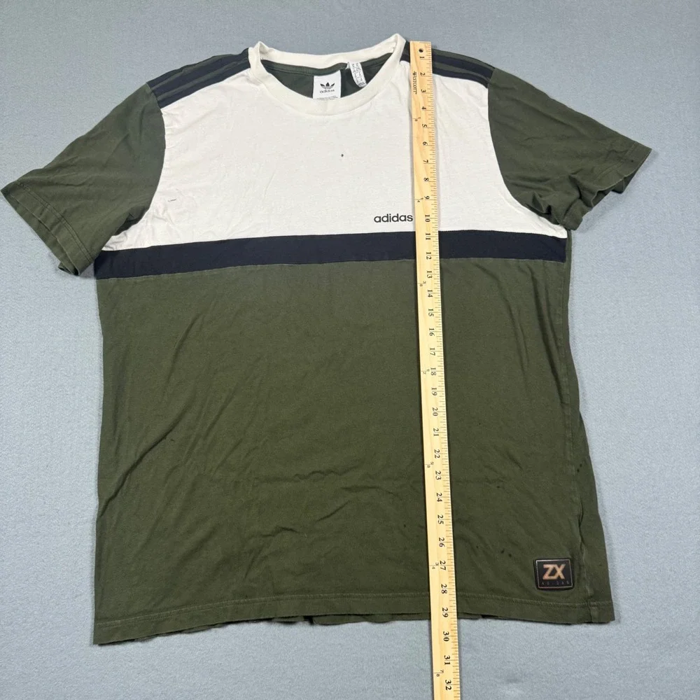 Adidas Originals ZX‎ Colorblock T-Shirt Mens XL Olive Green Cream Trefoil Logo